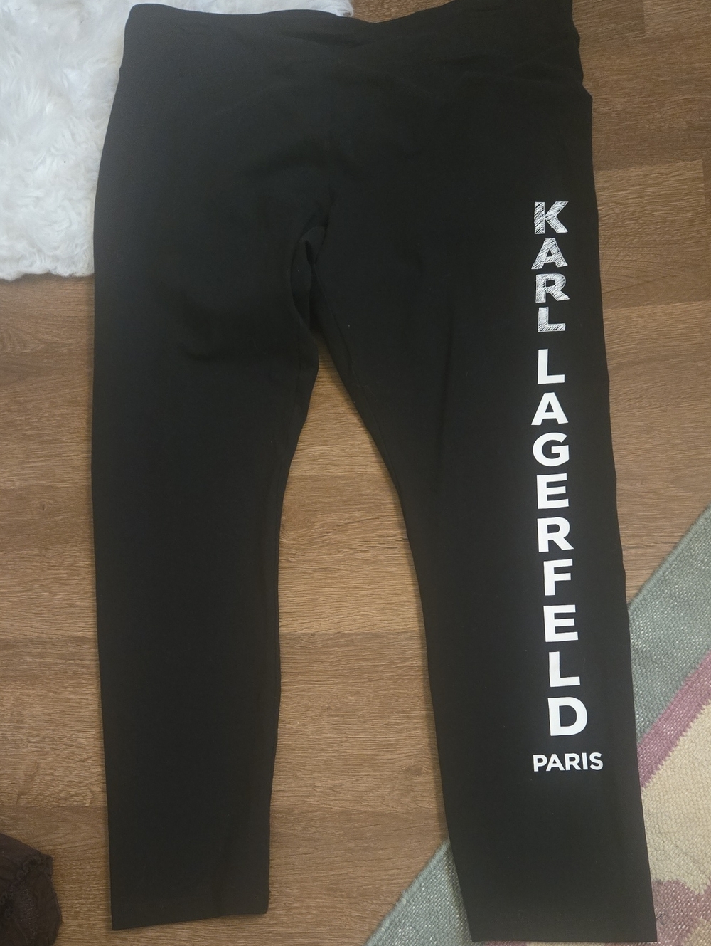 Karl Lagerfeld Black Logo Side-Print Leggings Xl